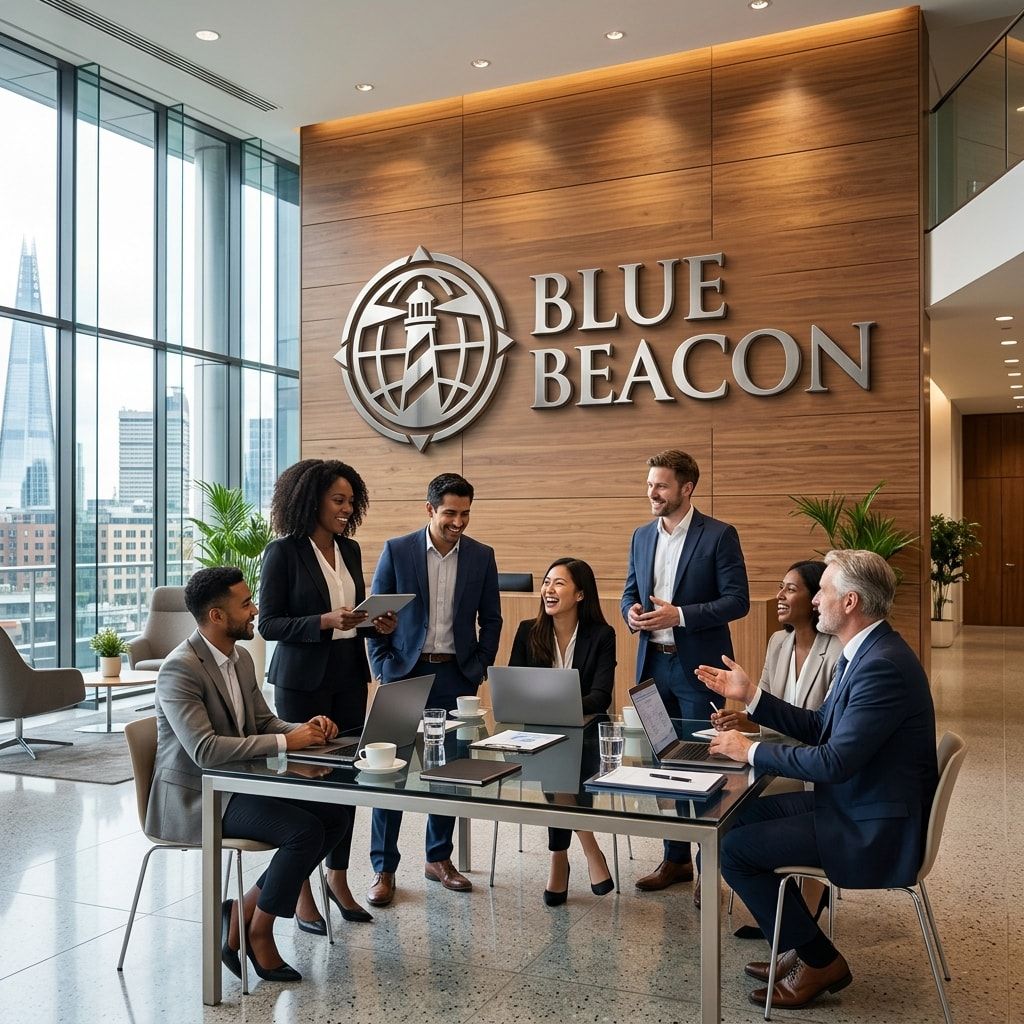 Blue Beacon team meeting in the office